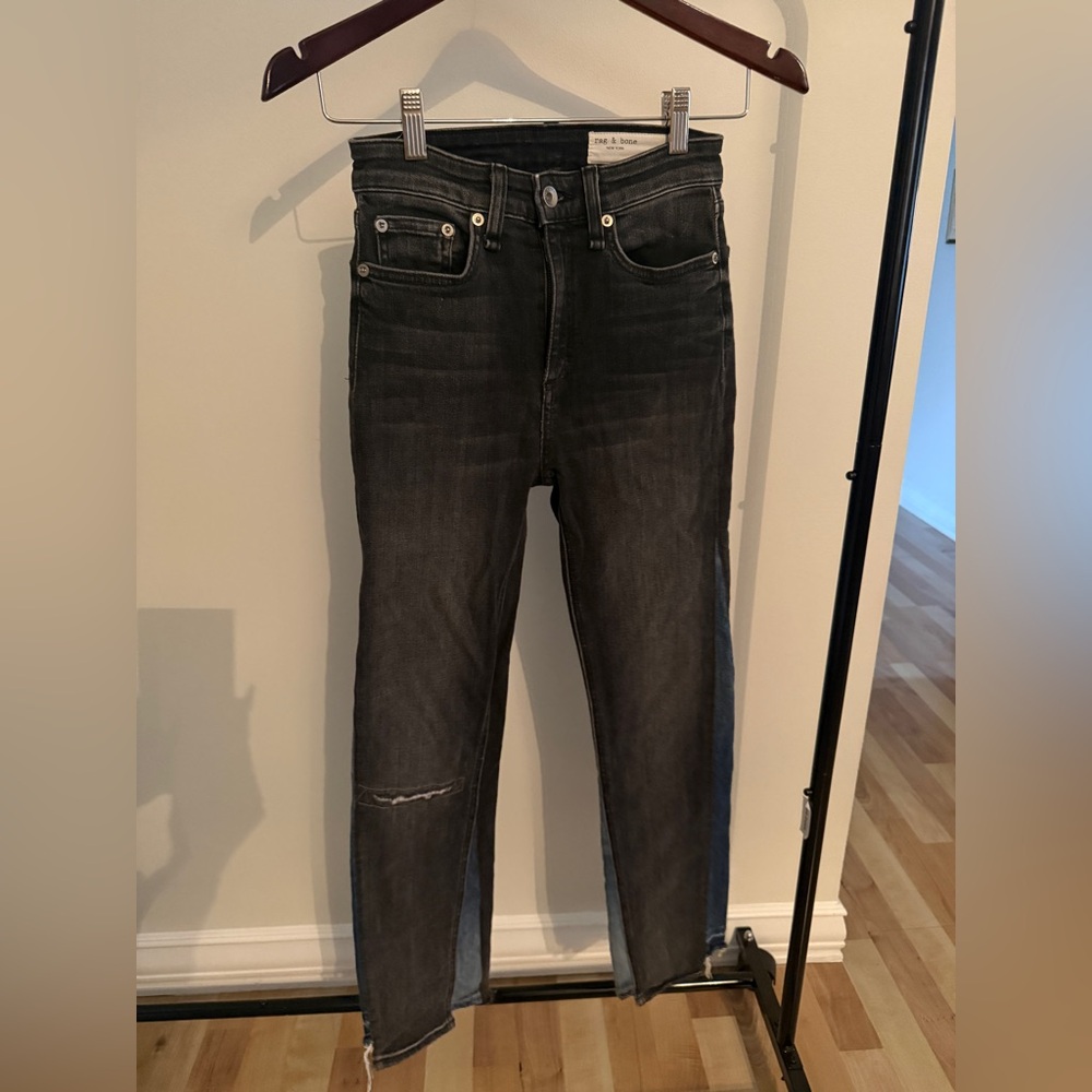 rag & bone Black High-Rise Ankle Cigarette Jeans